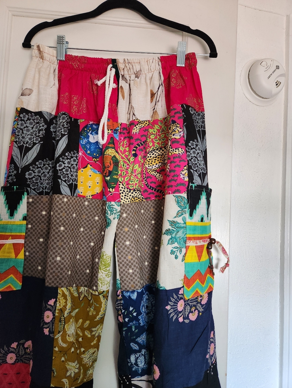 Boho Patchwork Drawstring Pants - Multicolor - Picture 3 of 11